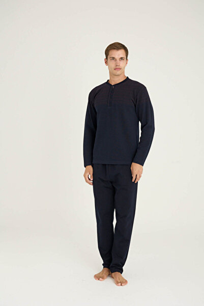 KLY Men's Midi Collar Thick Warm Pajama Set