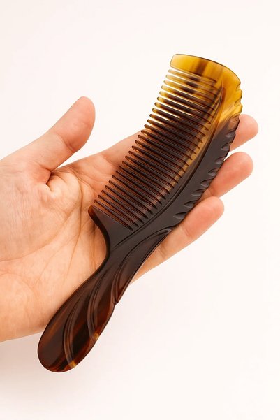 Sorendy Kt-120 Natural Ox Horn Handle Bone Comb 18 cm Medium Size for Straight Hair
