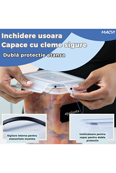 MACVI Set of 42 Macvi® airtight, BPA-free food containers, stackable, with labels and spoons included.