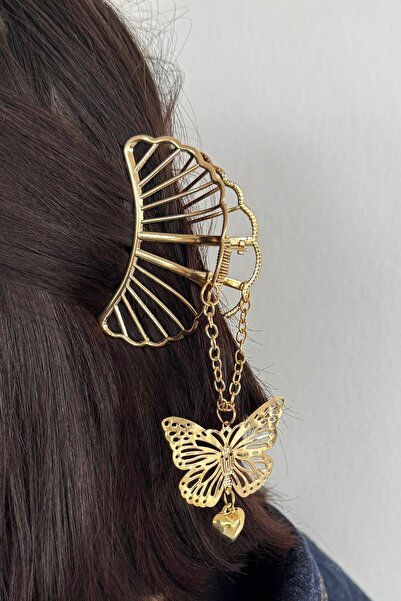 TAKIŞTIR Gold Color Butterfly Figured Metal Latch Buckle
