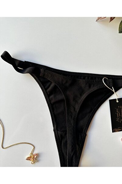 İntive Lingerie Tanga pentru femei Perra, 97% bumbac, pentru utilizare zilnică (negru- nurcă)