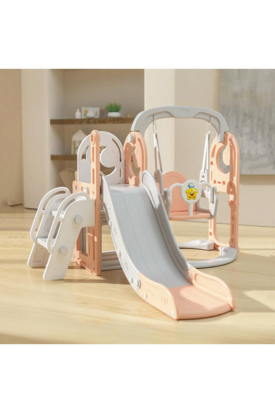 Venpara 5-in-1 Slide, Swing & Climber Set with Basketball Hoop & Storage for Toddlers