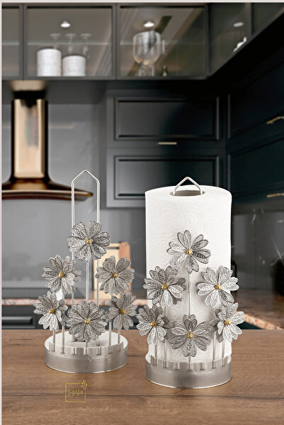 Leila Three-Dimensional Flower Silver Metal Paper Towel Holder-Napkin Holder Home Decoration