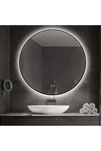 Smack LED and Touch Mirror, with Defog Function, 3 Types of Light, Matte Black Frame, 90 cm, J186-90