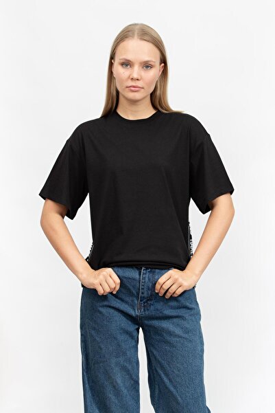 Karl Lagerfeld Kadın Bisiklet Yaka T-Shirt Siyah
