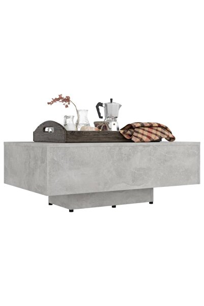 vidaxl طاولة قهوة خرسانية رمادية 85x55x31 سم مصنوعة من الخشب الهندسي