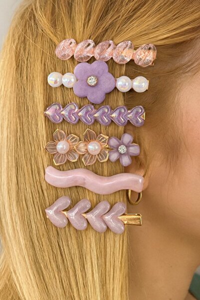 TAKIŞTIR Purple Color Stone Detailed 6-Piece Side Buckle Set