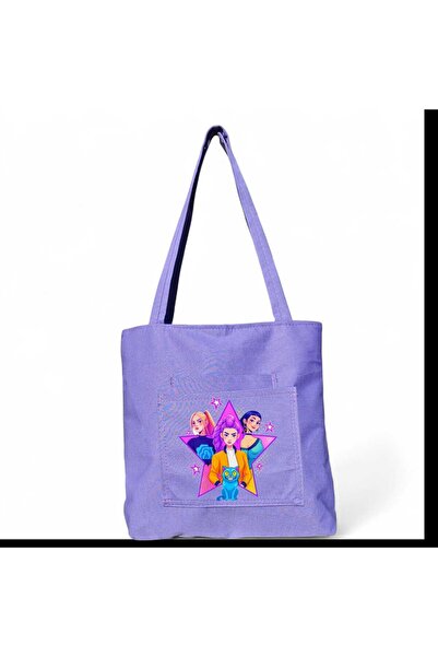 LİASSHOES geantă de umăr cu curea mov star huntrex kpop cu imprimeu