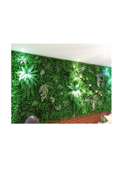 DEFNE DECOR Yapay Çiçek Duvar Kaplama Panel Şimşir Tabaka 40x60 Cm Yeşil Dikey Bahçe