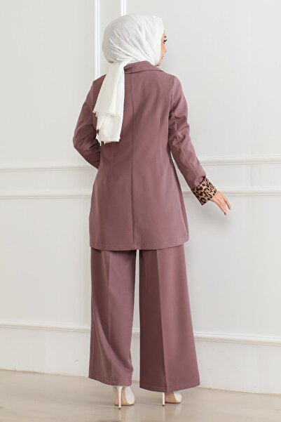 Missvalle Leopard Patterned Suit Dusty Rose 19218