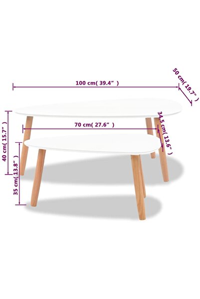 vidaxl Coffee Table Set 2 Pieces Solid Pinewood White