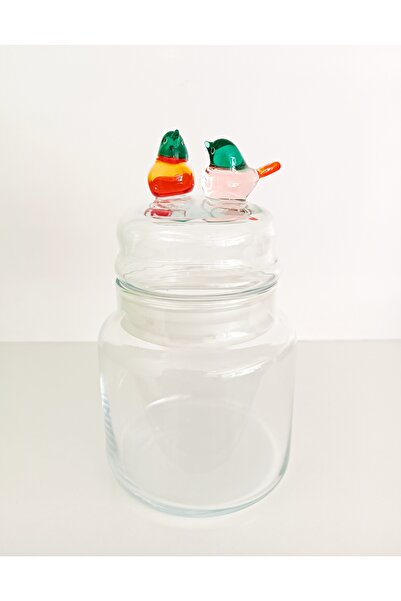 ADAMODART İkili Kuş Cam Figürlü Kavanoz Tekli