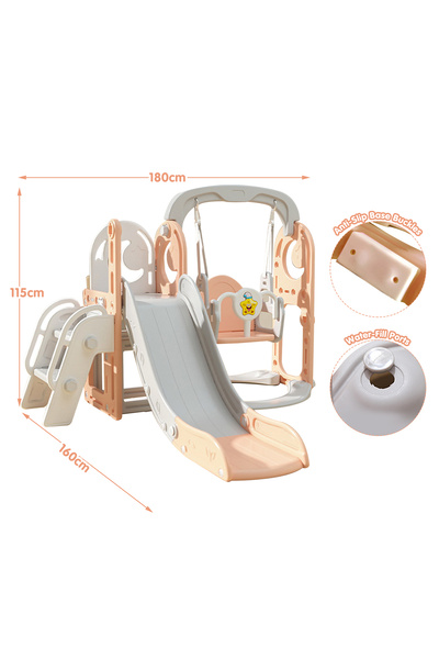 Venpara 5-in-1 Slide, Swing & Climber Set with Basketball Hoop & Storage for Toddlers