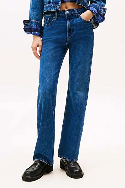 Tommy Hilfiger Kadın Cleo Orta Bel İspanyol Paça Jean Pantolon - Mavi