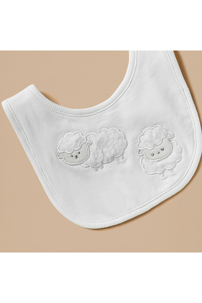 Juniors Sheep Embroidered Bib with Snap Button Closure