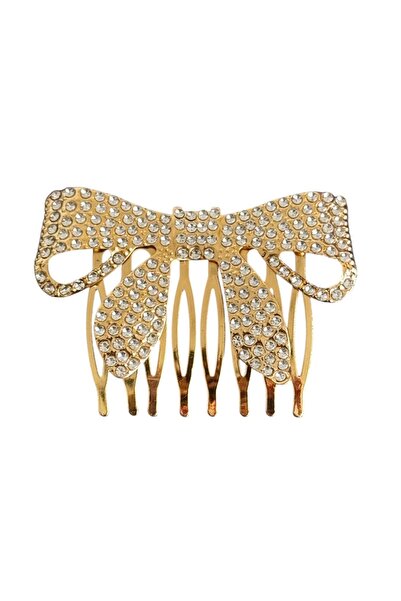 TAKIŞTIR Gold Color Ribbon Figured Wire Comb Buckle