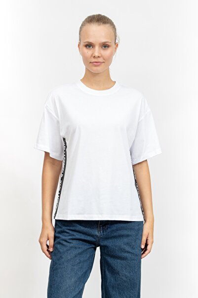 Karl Lagerfeld Kadın Bisiklet Yaka T-Shirt Beyaz