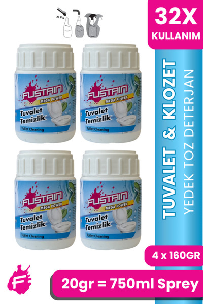 FUSTAIN Ultra Konsantre Tuvalet & Klozet Toz Deterjan - Ekonomik Boy 4 X 160Gr