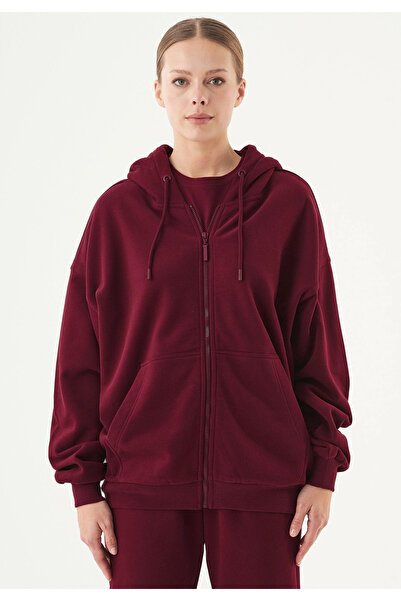 BARLİZ Women's Zippered Basic Thick 3-Thread Fleece-Lined Cardigan