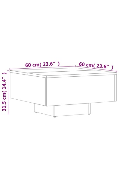 vidaxl Coffee Table Black 60x60x31.5 cm Engineered Wood