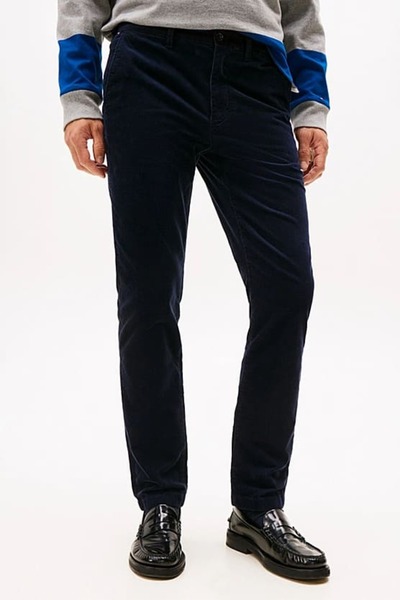 Tommy Hilfiger Erkek Denton Düz Paça Kadife Pantolon - Lacivert