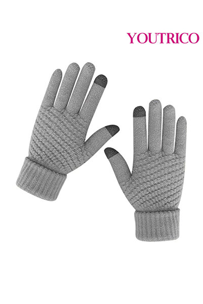 Youtrico قطعة واحدة من قفازات الشتاء النسائية والذكورية - بطانة من الصوف، محبوكة دافئة - أساور مرنة للطقس البارد