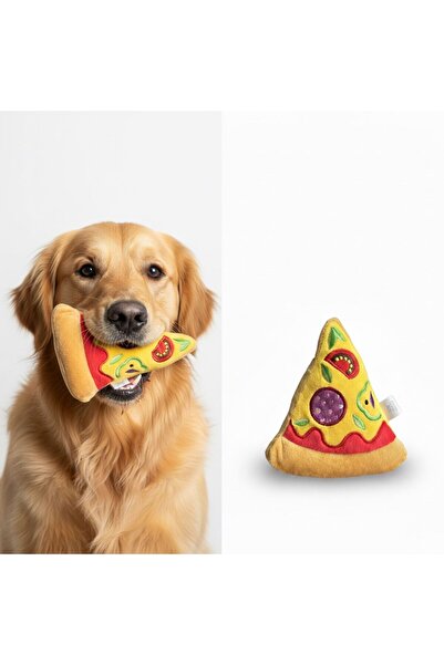 SilverPetshop Pizza Desenli Evcil Hayvan Peluş Oyuncağı