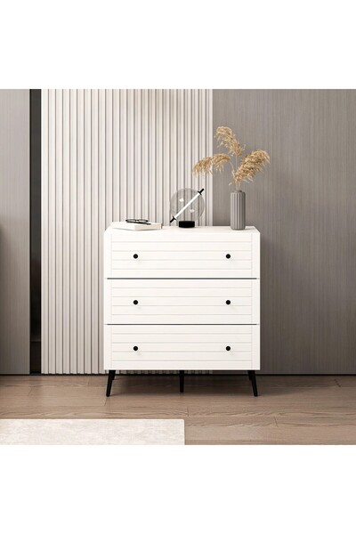 Minar Bona Country 3 Çekmeceli Mebran Şifonyer-Beyaz