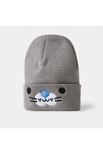 Juniors Animal Face Embroidered Beanie Cap