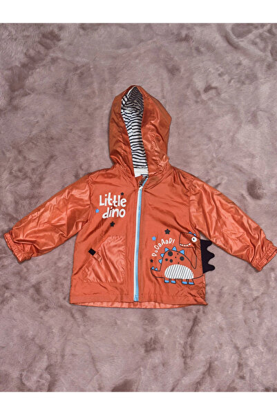 soonaksesuar معطف إيفيورا للأولاد من عمر 1-5 سنوات مع قلنسوة مطبوع مبطن باللون البرتقالي