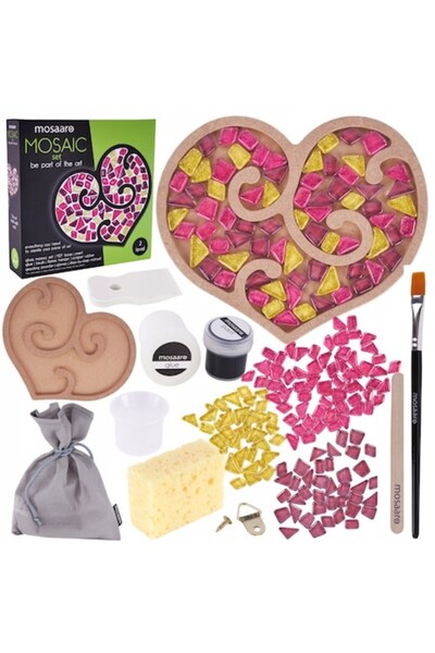 Roter Kafer Set mozaic creativ, în formă de inimă, 26x26x6,5 cm, include acce...