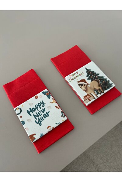 Kütahya Hedef Çini Yılbaşı Temalı 2’li Seramik Bardak Altlığı