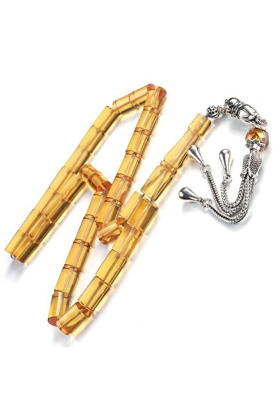 TESBİHCİBABA Day Yellow Cut Fire Amber Prayer Beads