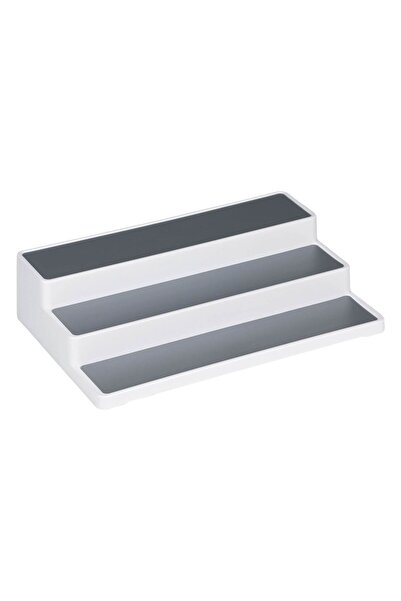 MACVI ® spice organizer stand, 3 tiers, durable PP, easy to clean, universal, 36.5×24 cm, white/gray.