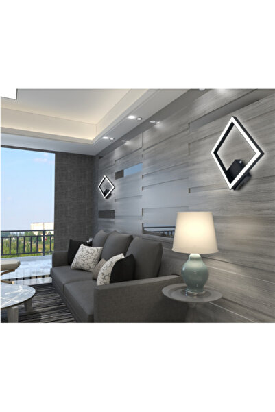 RFAN Lampă de perete LED, model FX20679-1, cu telecomandă, 3 tipuri de lumină, 20W, neagră