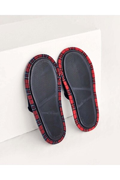 Chirpy Men's Navy Blue Suede Plaid Piped Winter House Slippers - Luke