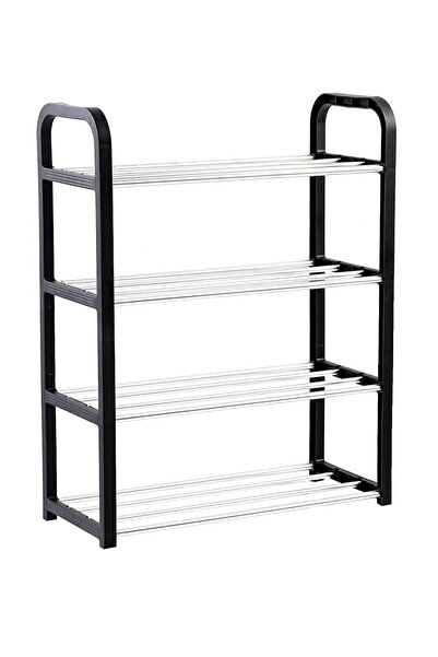 OEM Suport incaltaminte, 4 niveluri, metal+plastic, negru, 58x41x18 cm