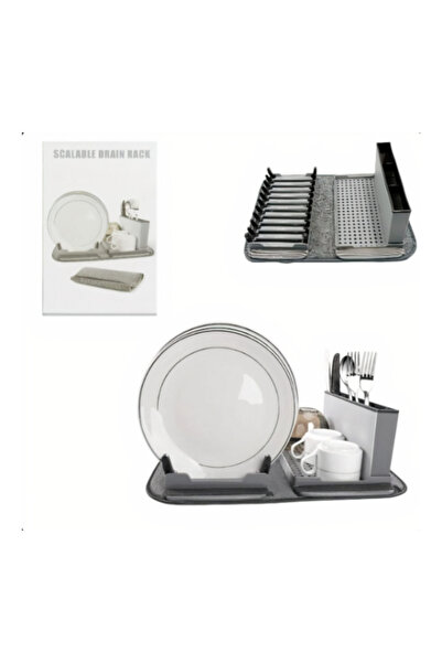 OEM Foldable dish rack, removable drip tray and cutlery holder, thick cloth for quick water absorption
