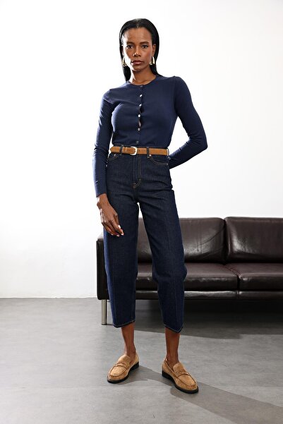 5in1Canpolat Koyu Lacivert Yüksek Bel Tapered Jean