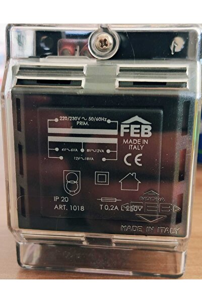 FEB 1018 Bell Transformer 4/8/12 Vac, 18 VA, 18 W, 230 V, Black