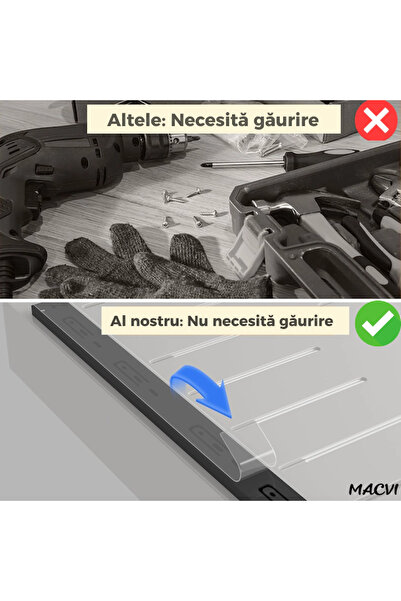 MACVI ® Extendable Cabinet Organizer, Metal, Sliding Drawer, Adhesive Mounting, Large Capacity, Gray