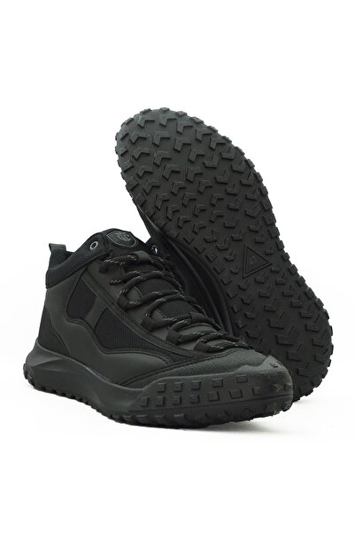 LETAO Μαύρες ανδρικές μπότες εξωτερικού χώρου με αντιολισθητική σόλα για πεζοπορία