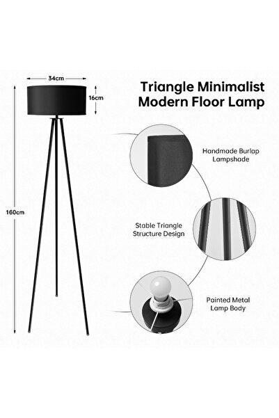 Venpara Modern Triangle Floor Lamp, Remote, Dimmable & Color Temp, Timer, 34x34x160cm