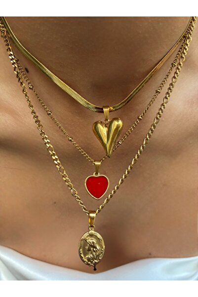 DeNors 3-Piece Gold Necklace Set – Layered Chain Model, Trendy and Stylish Je...