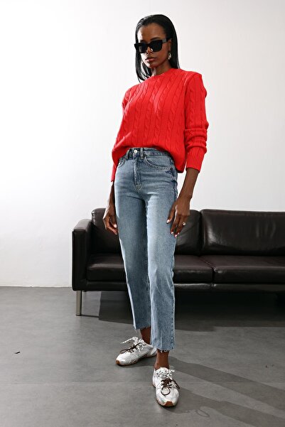 5in1Canpolat Αντίκα μπλε ψηλόμεσο τζιν Boyfit