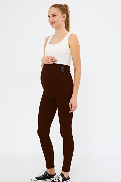 Lesa Wear Ayarlanabilir Yüksek Bel Esnek Toparlayıcı Ve Sıkılaştırıcı Hamile Tayt Kahverengi