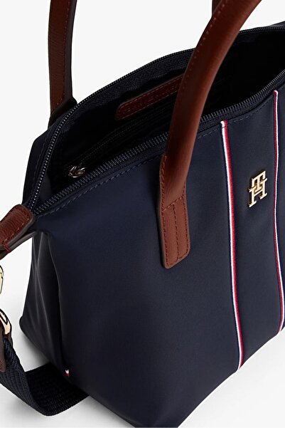 Tommy Hilfiger Kadın Popette Şerit Detaylı Omuz Çantası - Lacivert