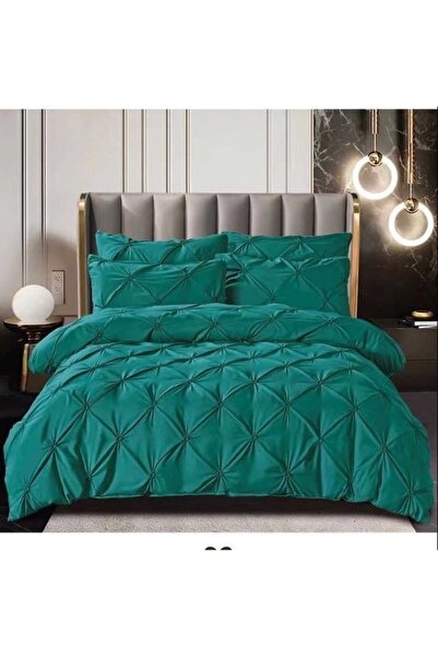 OEM Green plain finet bedding with pleats