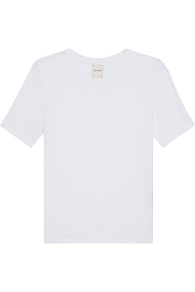 Calvin Klein Women's Modal Ribbed White Crop Top Lv044C901G-Yaa