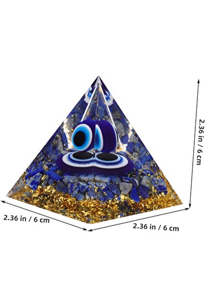 Generic Nazar Demon Eye Lapis Lazuli 6cm Pyramid - Spiritual Energy Pyramid Crystal Ornament